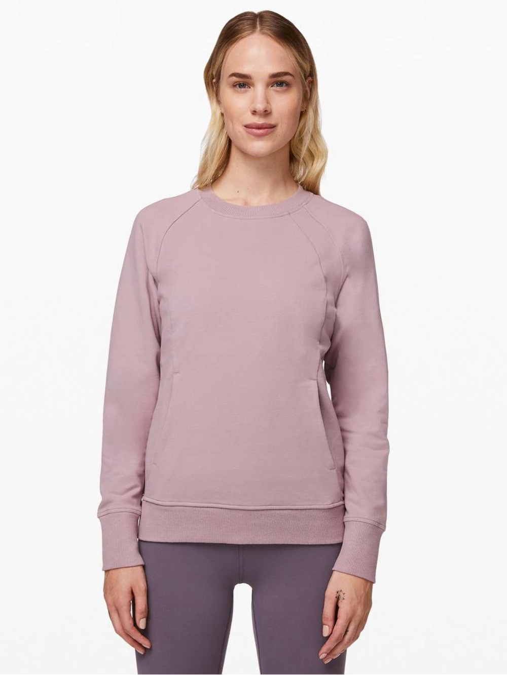 Lululemon Size 2 Scuba Crewneck Sweater with Kangaroo Pocket - Smoky Blush